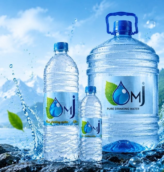 MJ Pure Drinking Water bottles in 1.5 litre, 600 ml and 6 litre sizes